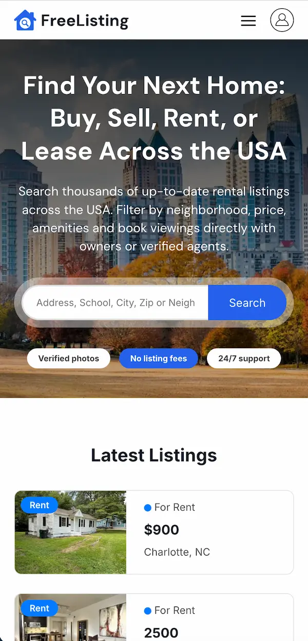 Mobile view of freerentalpost.com